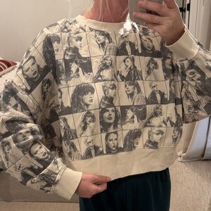 Taylor Swift Cream and Black Graphic Top